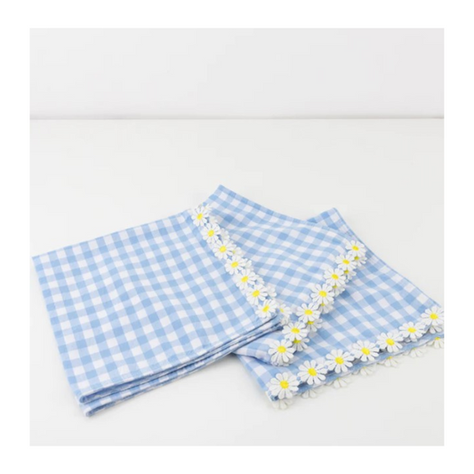 Daisy Edge Gingham Fabric Napkins