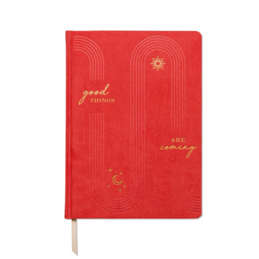 JUMBO BOOKCLOTH JOURNAL - GOOD THINGS ARE COMING