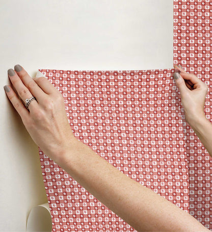 Daisy Gingham Peel & Stick Wallpaper - Red