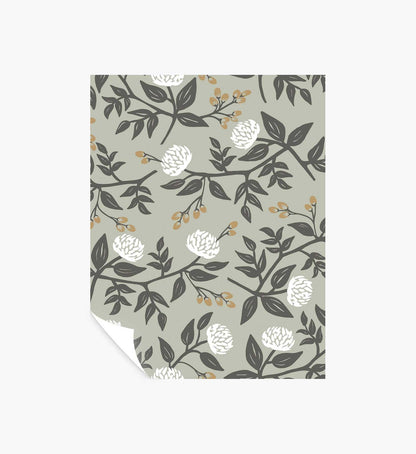 Peonies Peel & Stick Wallpaper Sample - Smoke