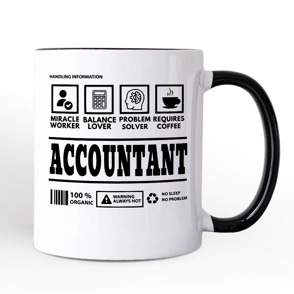 Accountant Nutrition Facts Personalized Mug, Bookkeeper Humor Graphic Gift with Custom Name