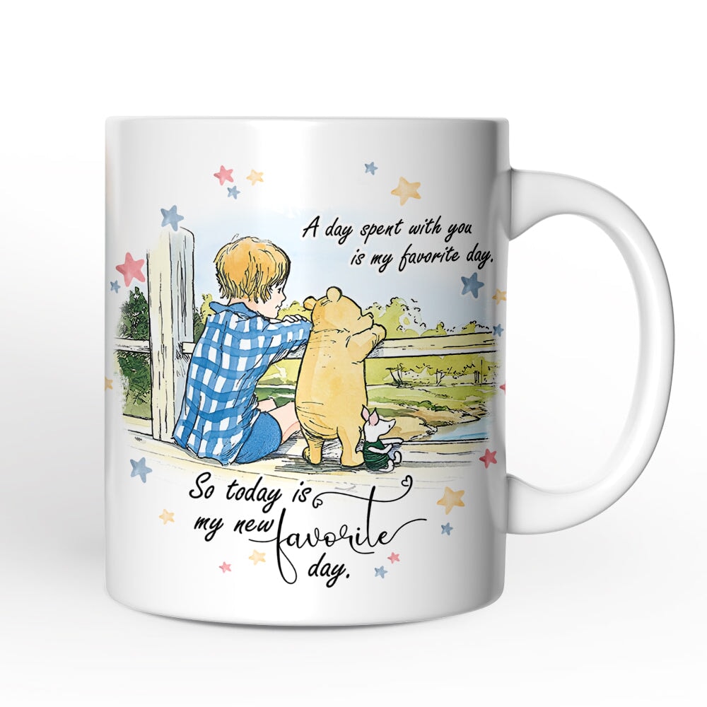 A Day with You is My Favorite Winnie-the-Pooh Personalized Mug, 1926 A.A. Milne Gift with Custom Name