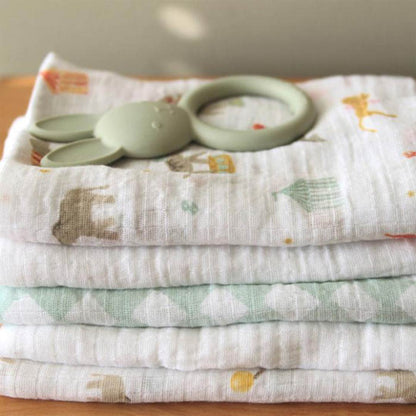aden + anais Essentials Cotton Muslin Squares 5 Pack - Elephant Circus