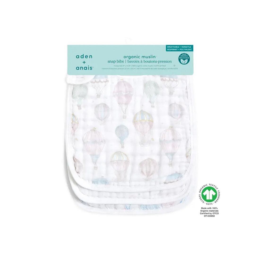 aden + anais Organic Cotton Muslin Snap Bibs - 3 Pack - Above The Clouds