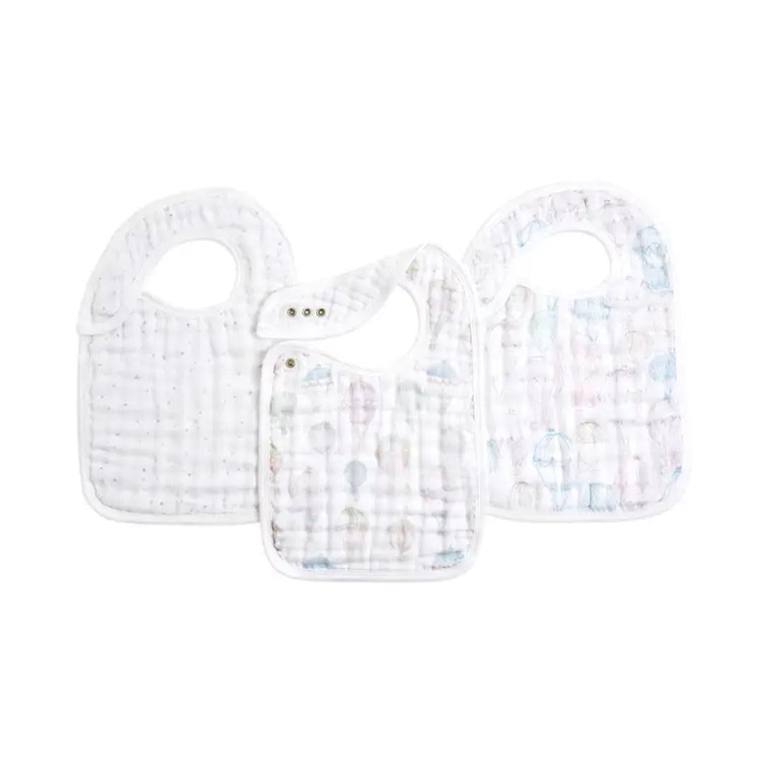 aden + anais Organic Cotton Muslin Snap Bibs - 3 Pack - Above The Clouds