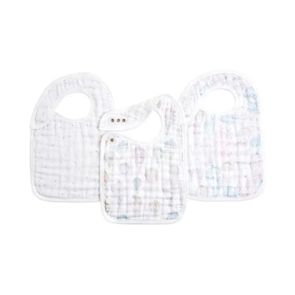 aden + anais Organic Cotton Muslin Snap Bibs - 3 Pack - Above The Clouds