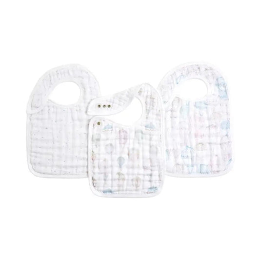 aden + anais Organic Cotton Muslin Snap Bibs - 3 Pack - Above The Clouds