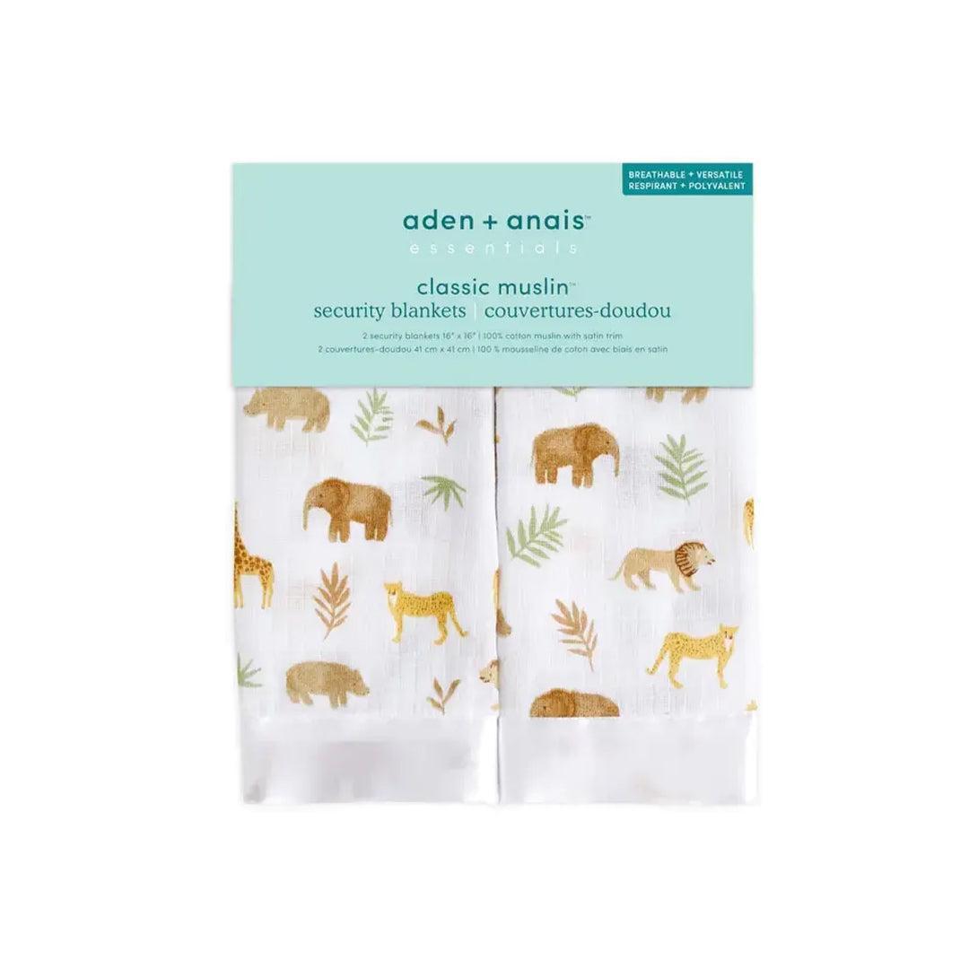 aden + anais Essentials Cotton Muslin Security Blankets - 2 Pack - Tanzania