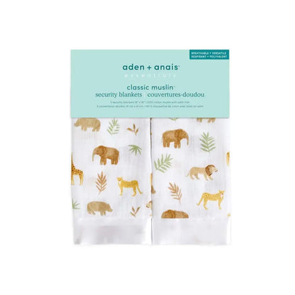 aden + anais Essentials Cotton Muslin Security Blankets - 2 Pack - Tanzania