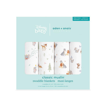 aden + anais Essentials Cotton Muslin Swaddle Blanket - 4 Pack - Disney + Friends