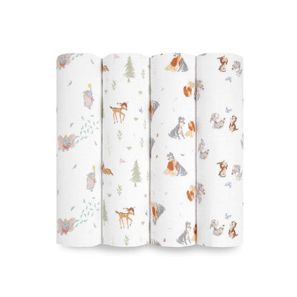 aden + anais Essentials Cotton Muslin Swaddle Blanket - 4 Pack - Disney + Friends