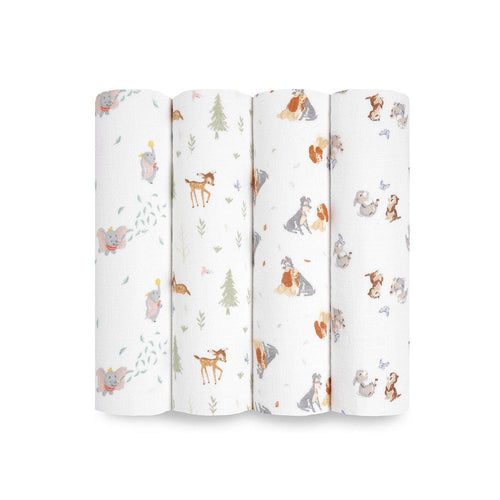 aden + anais Essentials Cotton Muslin Swaddle Blanket - 4 Pack - Disney + Friends