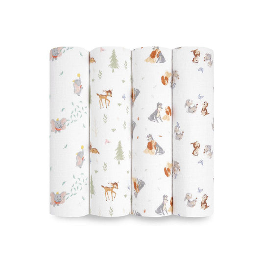 aden + anais Essentials Cotton Muslin Swaddle Blanket - 4 Pack - Disney + Friends