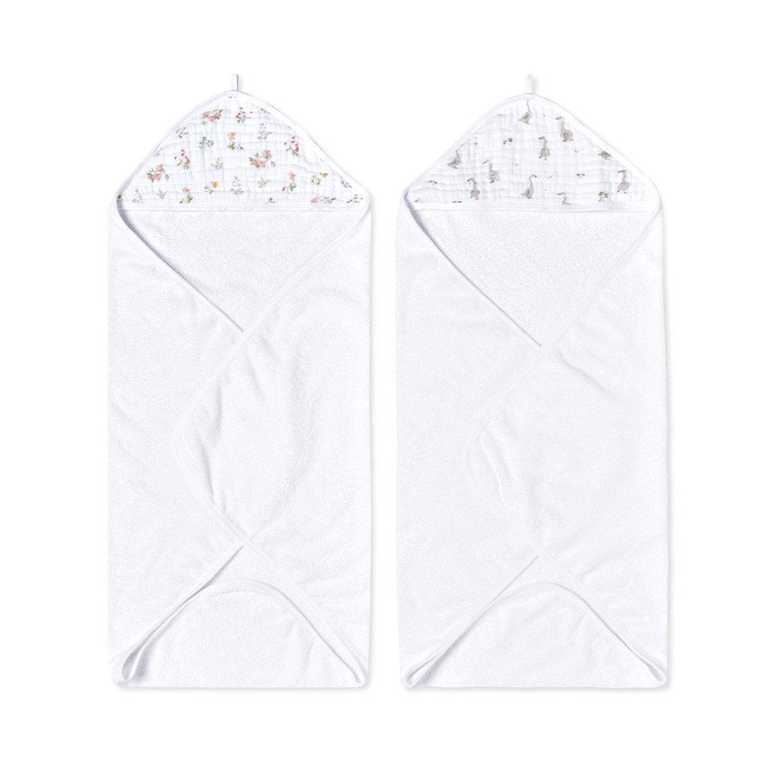 aden + anais Essentials Cotton Hooded Towel - 2 Pack - Country Floral