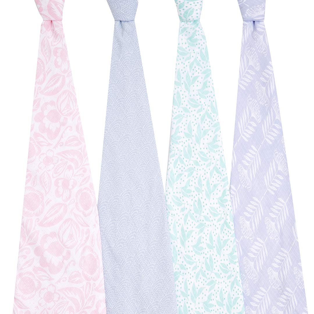 aden + anais Essentials Cotton Muslin Swaddles - 4 Pack - Damsel