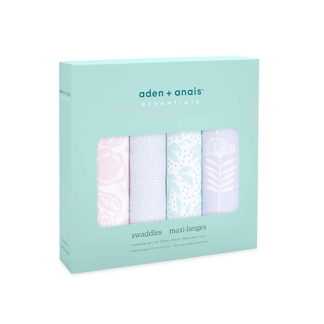 aden + anais Essentials Cotton Muslin Swaddles - 4 Pack - Damsel