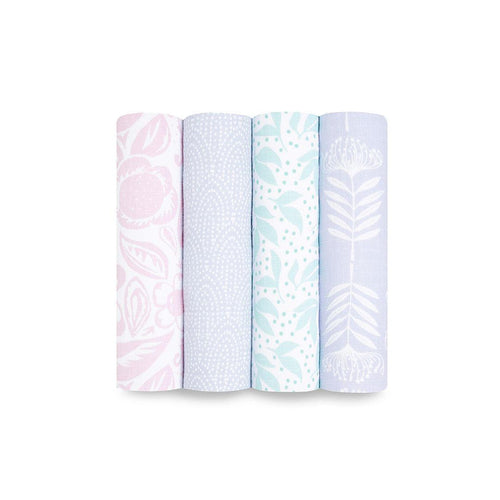 aden + anais Essentials Cotton Muslin Swaddles - 4 Pack - Damsel