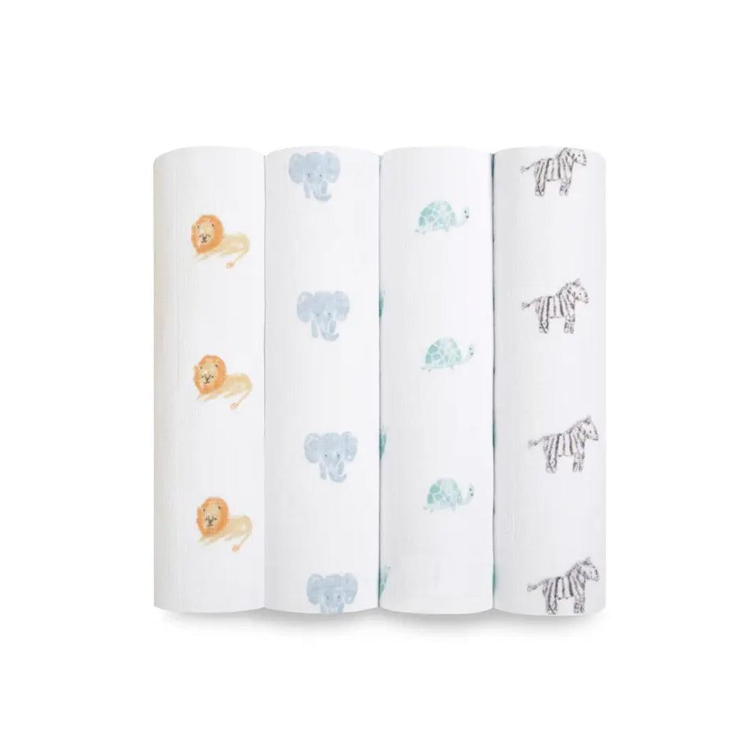 aden + anais Organic Cotton Swaddles - 4 Pack - Animal Kingdom