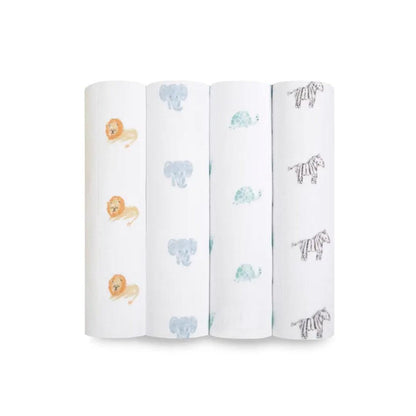 aden + anais Organic Cotton Swaddles - 4 Pack - Animal Kingdom