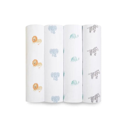 aden + anais Organic Cotton Swaddles - 4 Pack - Animal Kingdom