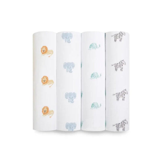 aden + anais Organic Cotton Swaddles - 4 Pack - Animal Kingdom