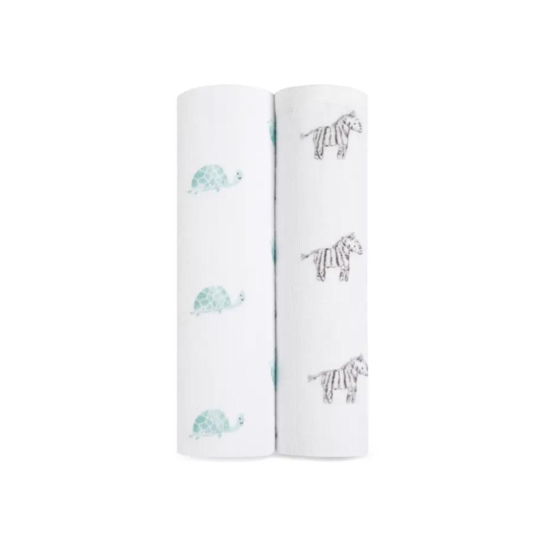 aden + anais Large Organic Cotton Muslin Swaddles 2pk - Animal Kingdom
