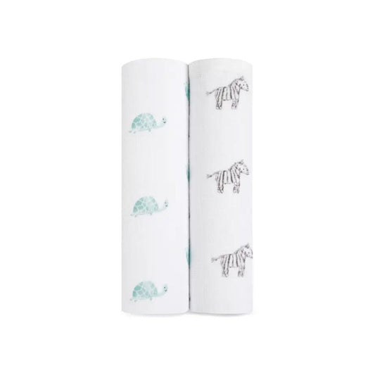 aden + anais Large Organic Cotton Muslin Swaddles 2pk - Animal Kingdom