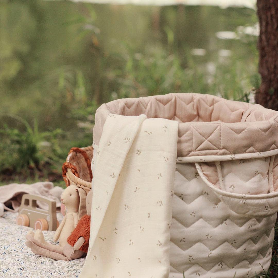 Avery Row Large Quilted Storage Basket  - Nettle Scatter/Birch