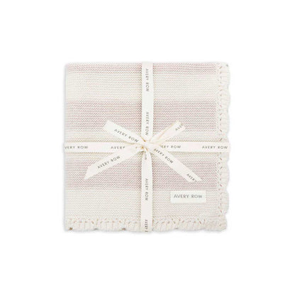 Avery Row Stripe Knit Blanket - Oat Melange