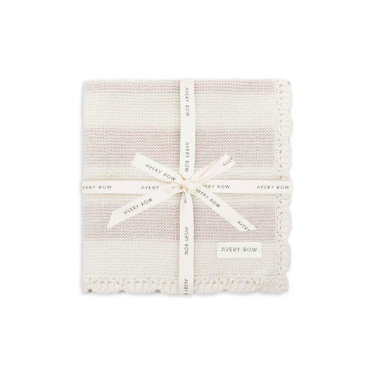 Avery Row Stripe Knit Blanket - Oat Melange