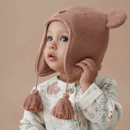 Bear Aviator Knit Baby Hat