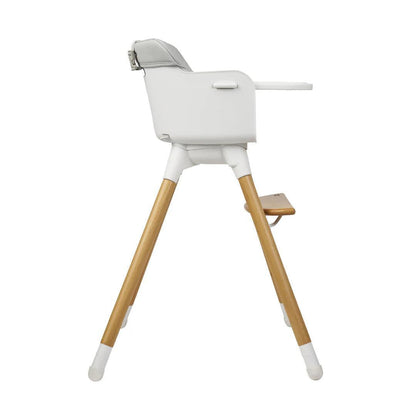 Bababing Una Highchair - White/Wood/Grey
