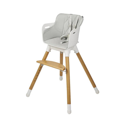 Bababing Una Highchair - White/Wood/Grey