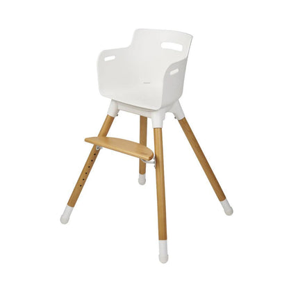 Bababing Una Highchair - White/Wood/Grey