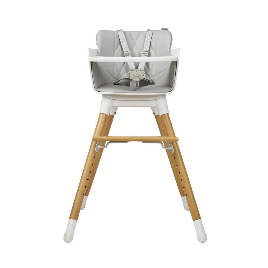 Bababing Una Highchair - White/Wood/Grey