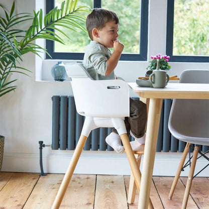 Bababing Una Highchair - White/Wood/Grey