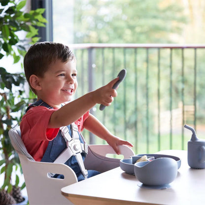 Bababing Una Highchair - White/Wood/Grey
