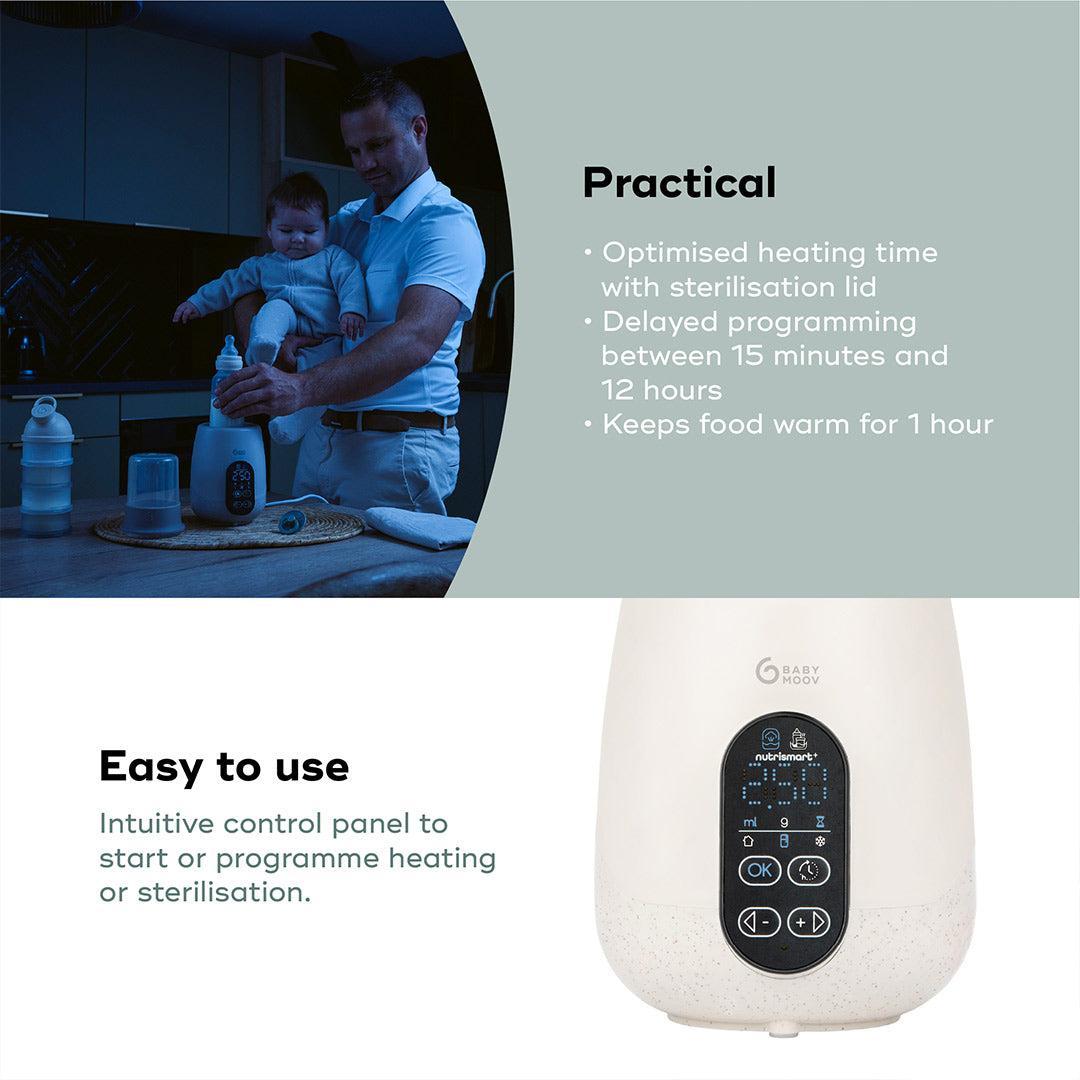 Babymoov NutriSmart+ 4 in 1 Bottle Warmer & Steriliser - with 12v Travel Adaptor - Mineral Beige