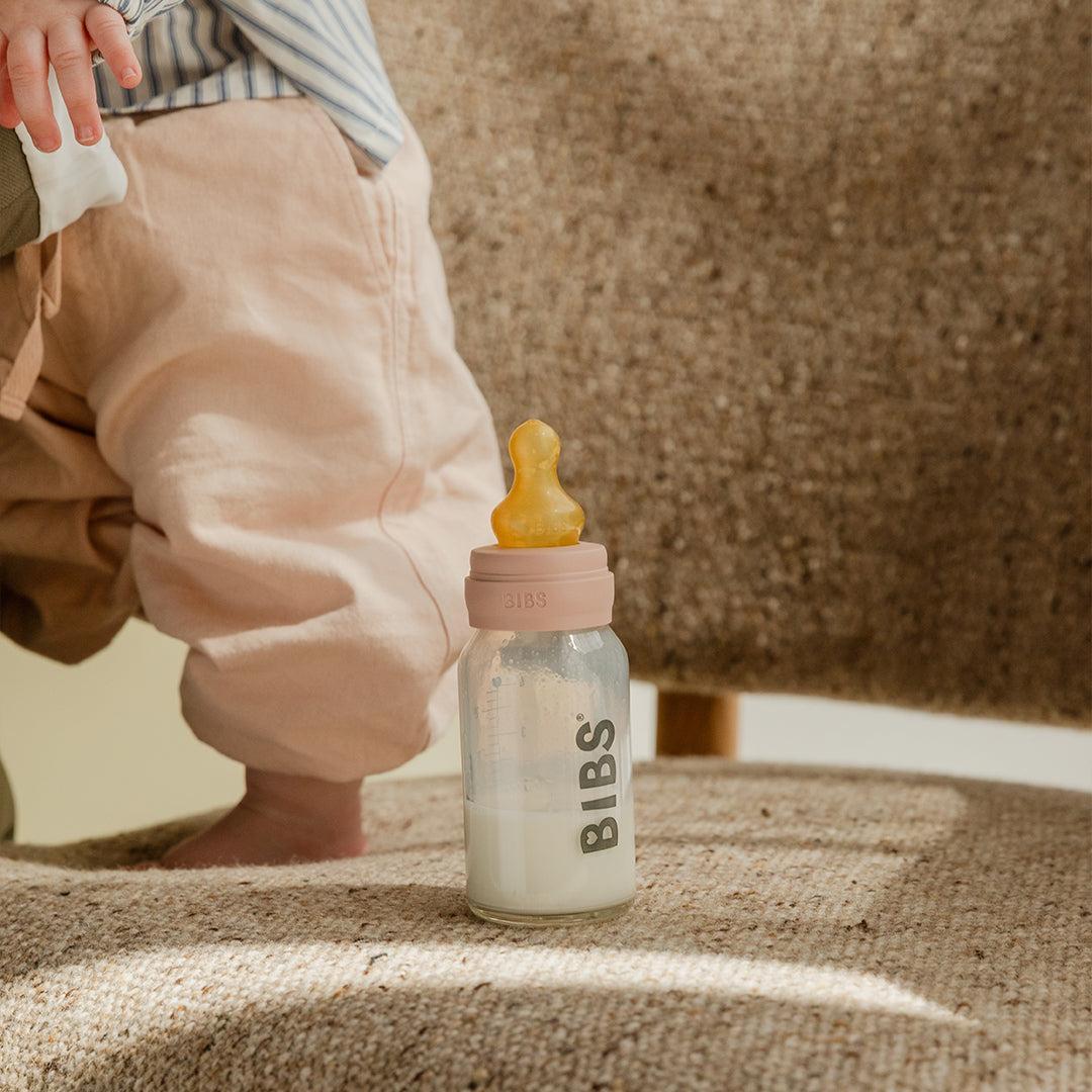 BIBS Slow Flow Baby Glass Bottle Complete Set - Blush