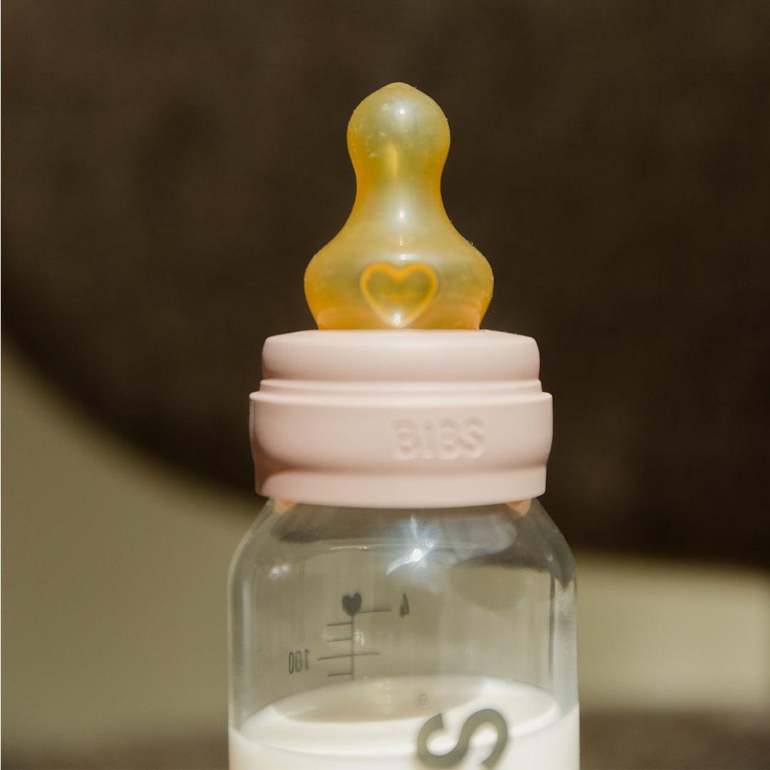 BIBS Slow Flow Baby Glass Bottle Complete Set - Blush