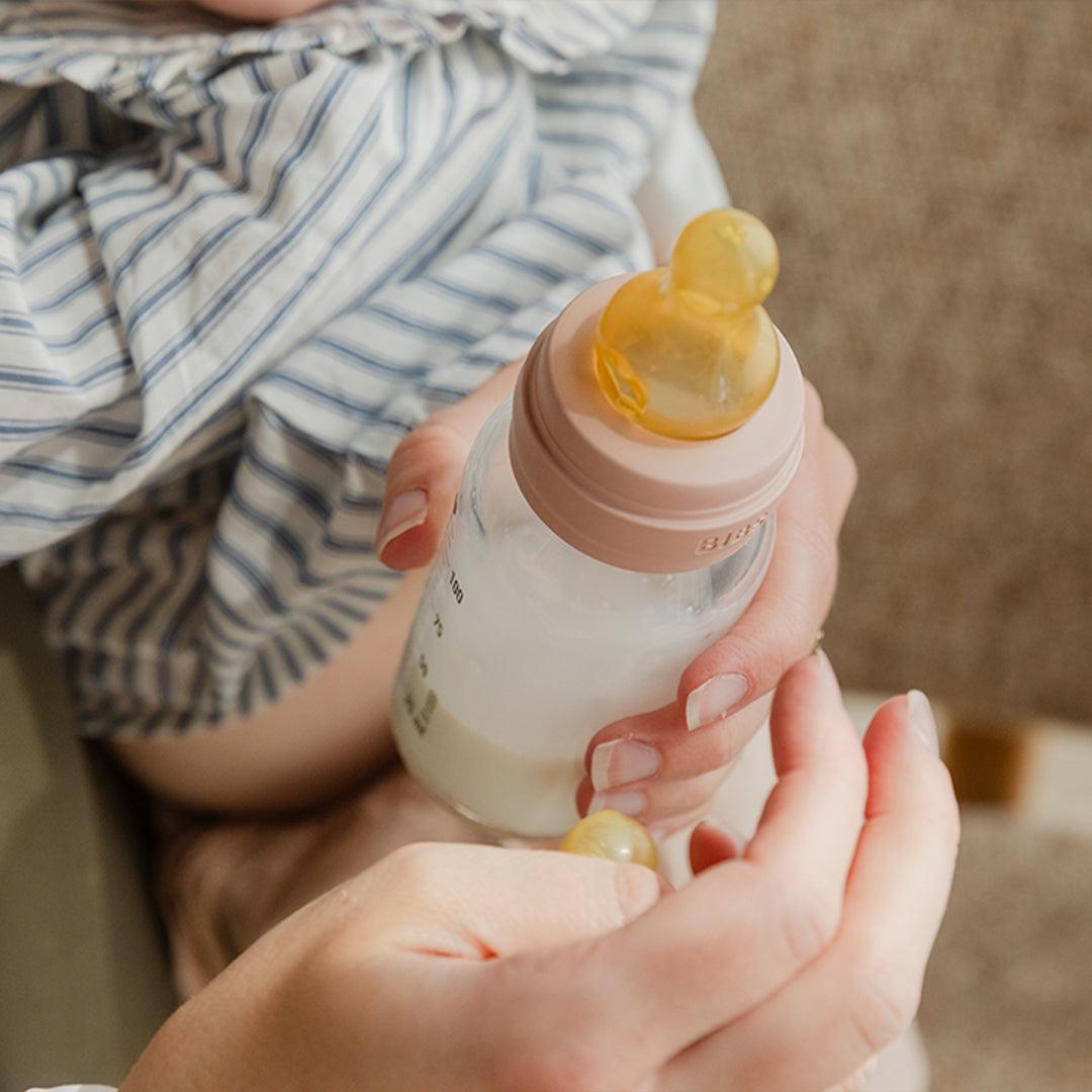 BIBS Slow Flow Baby Glass Bottle Complete Set - Blush