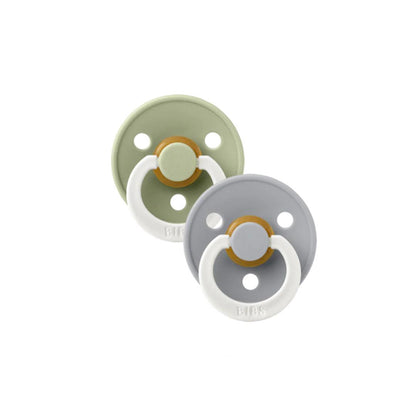 BIBS Colour GLOW Latex Pacifiers - Sage + Cloud - 2 Pack