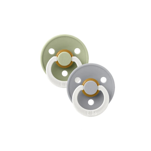 BIBS Colour GLOW Latex Pacifiers - Sage + Cloud - 2 Pack