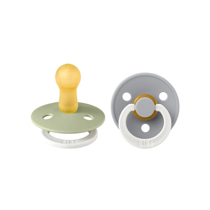 BIBS Colour GLOW Latex Pacifiers - Sage + Cloud - 2 Pack