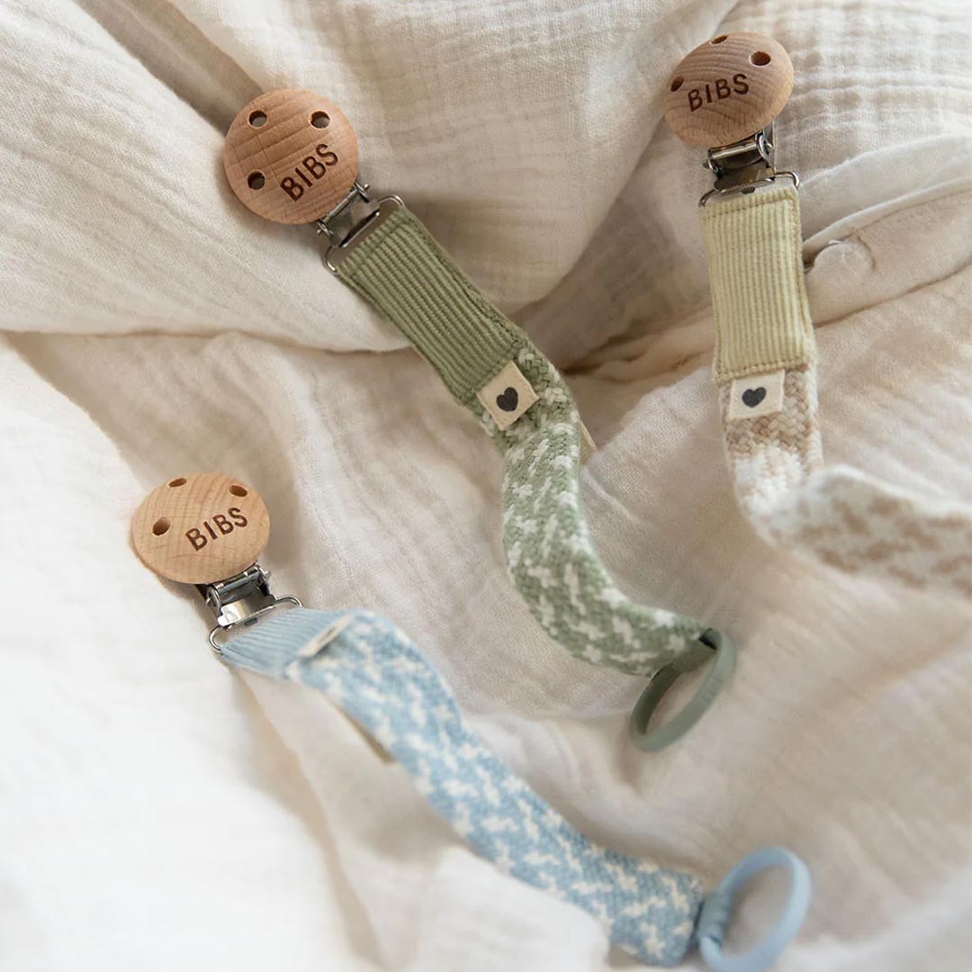 BIBS Paci Braid Pacifier Clip - Blush + Ivory