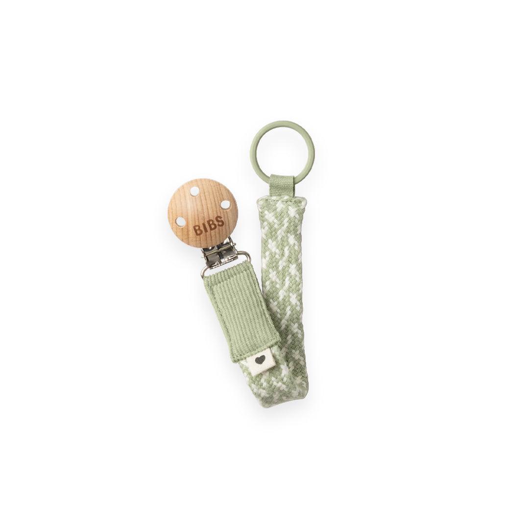 BIBS Paci Braid Pacifier Clip - Sage + Ivory