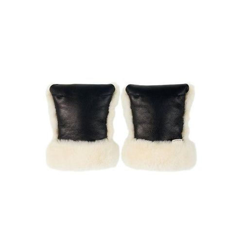 BINIBAMBA Sheepskin Buggy Mittens - Noir + Milk