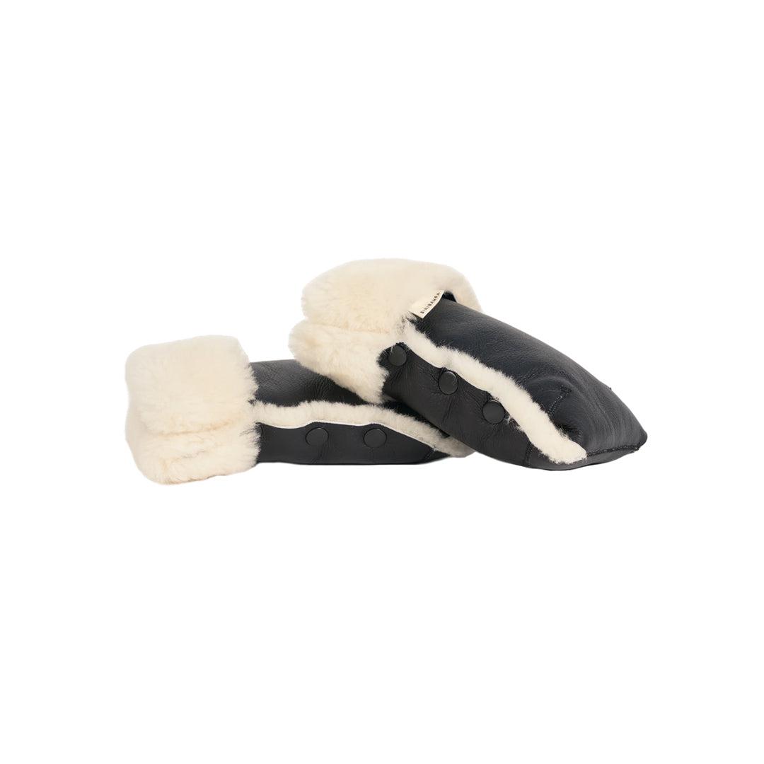 BINIBAMBA Sheepskin Buggy Mittens - Noir + Milk