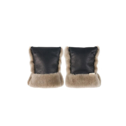 BINIBAMBA Sheepskin Buggy Mittens - Noir + Toast