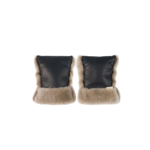 BINIBAMBA Sheepskin Buggy Mittens - Noir + Toast